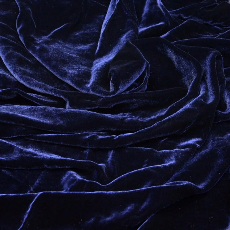 Navy Silk Velvet Fabric