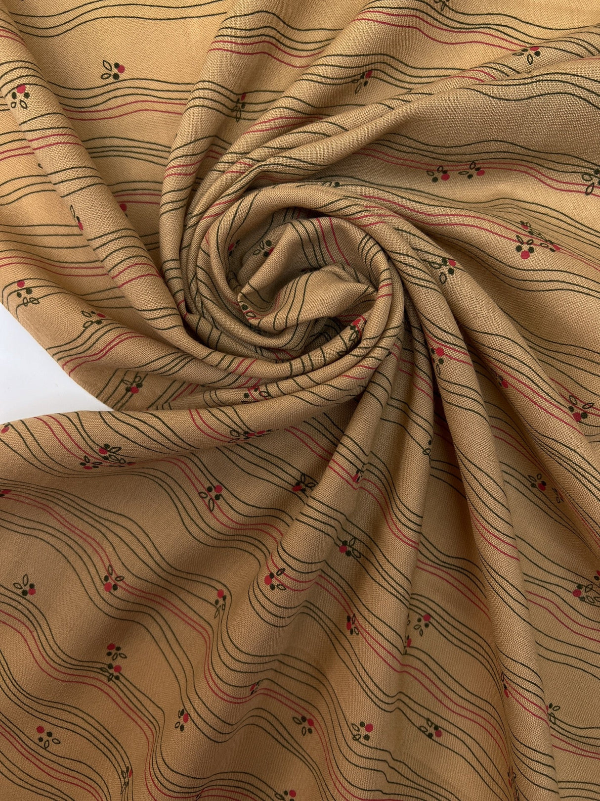 Wool Dress Fabric Brown Beige Striped