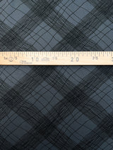 Acrylic Knitted Fabric Printed Checked Blue
