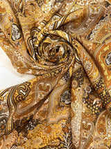 Viscose Staple Printed Yellow Brown Paisley