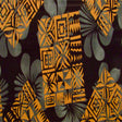 Hibiscus Geometric Floral Design Rayon Fabric - Red, Blue & Yellow, Orange, Purple, Gray, Orange & Pastel Blue, 45" Width (1 Yard)