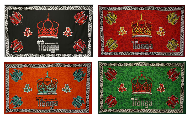 Kingdom Of Tonga Crown Turtle Plumeria Sarong 100 Percent Polyester Fabric - Vibrant Multicolor Tropical Print, 72" L X 45" W (1 Piece)