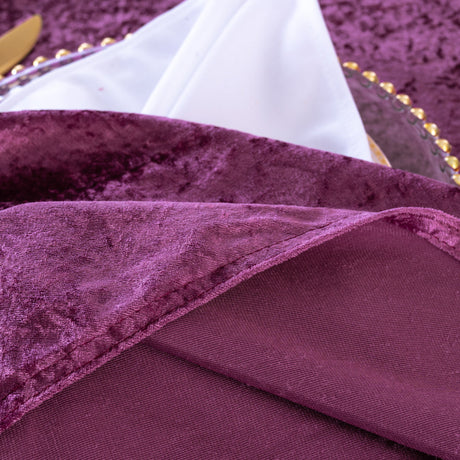 Round Ice Crushed Velvet Tablecloth 120" Mauve