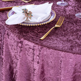 Round Crushed Velvet Tablecloth 132 Inch Mauve