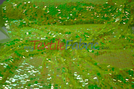 Fish Scale Paillette Sequins Polyester Fabric - 9Mm Sequins, 54" Width, Multiple Colors (1 Yard)