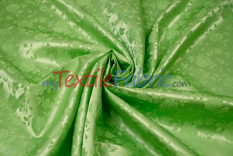 Satin Jacquard Satin Flower Brocade Polyester Fabric - Tone On Tone Floral Brocade, 60" Wide (65 Yards)