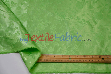 Satin Flower Brocade Polyester Fabric - Tone On Tone Embossed Floral, 58/60" Width (1 Yard)