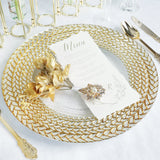 Glass Charger Plate 13 Inch Clear Gold Braided Rim