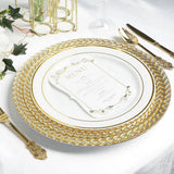 Glass Charger Plate 13 Inch Clear Gold Braided Rim