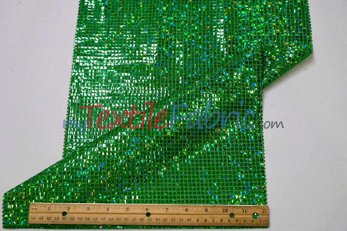 Holographic Mini Square Sequins Mesh Fabric - Holographic Mini Square Sequins, 45" Width (By The Yard)
