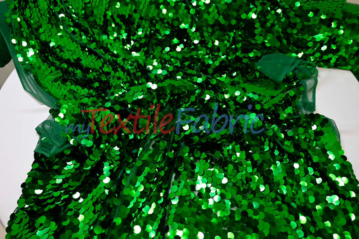 Fish Scale Paillette Sequins Polyester Fabric - 9Mm Sequins, 54" Width, Multiple Colors (1 Yard)