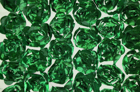 Rosette Satin Bordeaux Polyester Fabric - 3D Floral Satin Embroidered On A Mesh, Bordeaux, 52" Width (1 Yard)