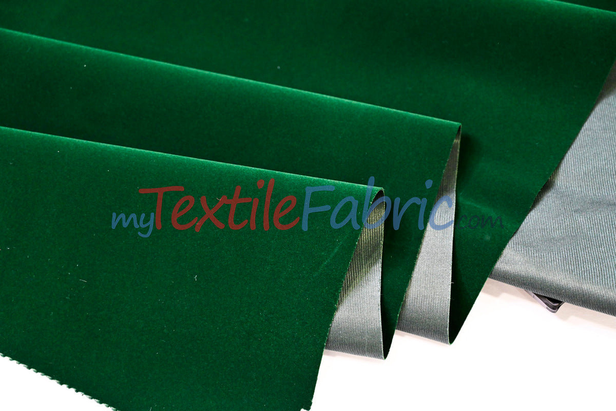 Scuba Flocking Velvet Fabric - Red, Flag Green, Hunter Green, Royal Blue, Black, 60" Width (1 Yard)