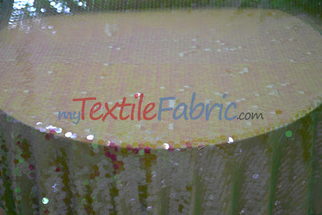 Fish Scale Paillette Sequins Polyester Fabric - 9Mm Sequins, 54" Width, Multiple Colors (1 Yard)