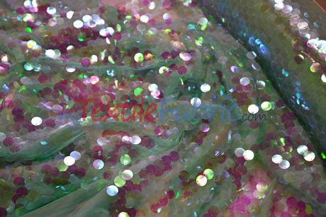 Fish Scale Paillette Sequins Polyester Fabric - 9Mm Sequins, 54" Width, Multiple Colors (1 Yard)