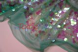 Fish Scale Paillette Sequins Polyester Fabric - 9Mm Sequins, 54" Width, Multiple Colors (1 Yard)