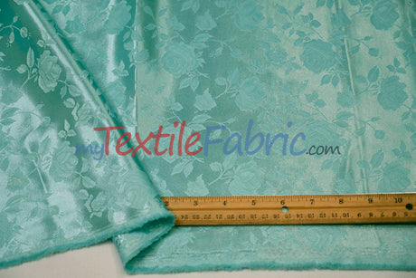 Satin Flower Brocade Polyester Fabric - Tone On Tone Embossed Floral, 58/60" Width (1 Yard)