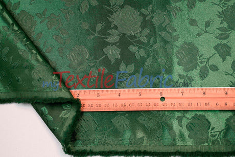 Satin Flower Brocade Polyester Fabric - Tone On Tone Embossed Floral, 58/60" Width (1 Yard)
