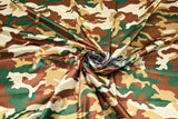 Army Camouflage Satin Print Polyester Fabric - Hunter Green Camouflage, 58/60" Width (1 Yard)