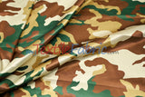 Army Camouflage Satin Print Polyester Fabric - Hunter Green Camouflage, 58/60" Width (1 Yard)