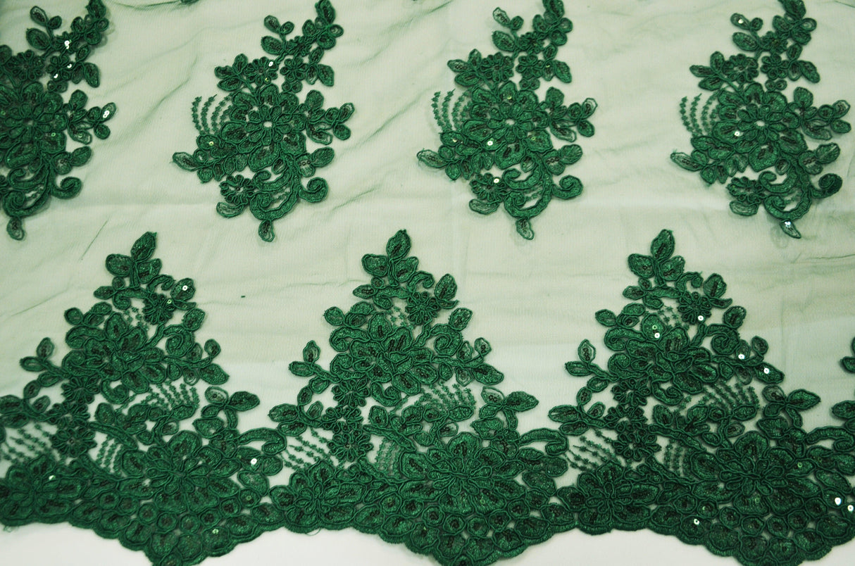 Camilla Embroidery Polyester Fabric - Flower Embroidery With Sequins, Sheer Bridal Lace, 52" Width (1 Yard)