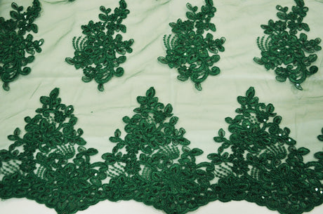 Camilla Embroidery Polyester Fabric - Flower Embroidery With Sequins, Sheer Bridal Lace, 52" Width (1 Yard)
