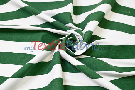 10 Oz 100% Cotton Canvas 2" Stripe Fabric - Multiple Colors, 60" Wide (1 Yard)