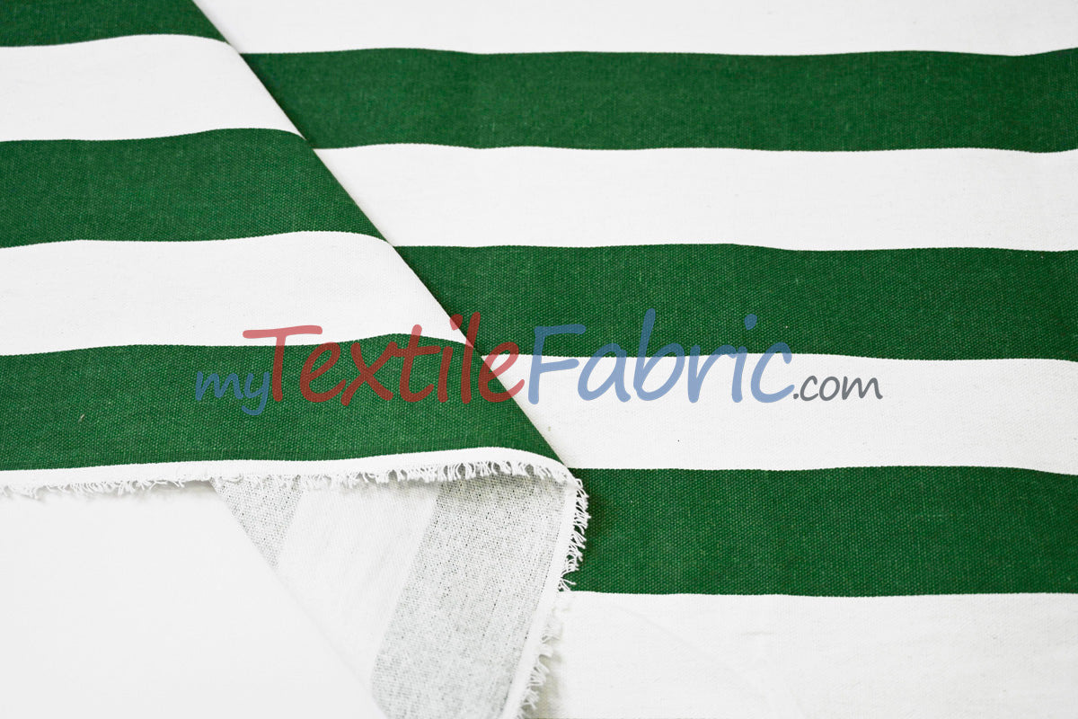10 Oz 100% Cotton Canvas 2" Stripe Fabric - Multiple Colors, 60" Wide (1 Yard)
