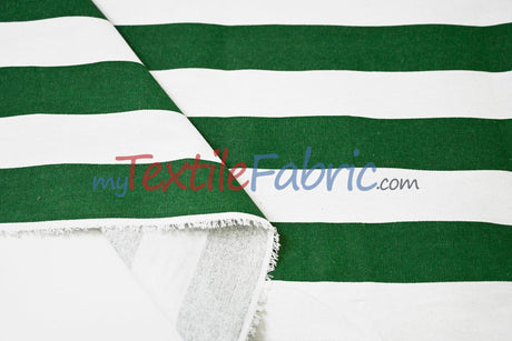 10 Oz 100% Cotton Canvas 2" Stripe Fabric - Multiple Colors, 60" Wide (1 Yard)