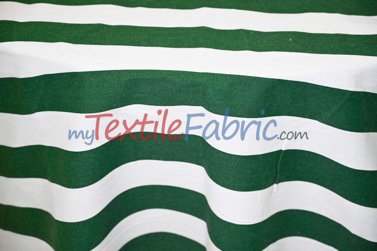 10 Oz 100% Cotton Canvas 2" Stripe Fabric - Multiple Colors, 60" Wide (1 Yard)