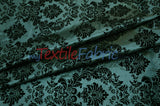 Damask Flocking Taffeta Fabric - Flocking Velvet Damask, 58/60" Width (1 Yard)