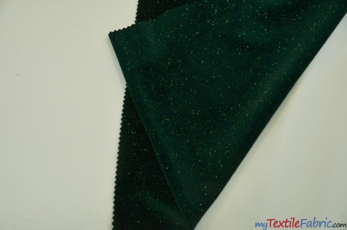 Glitter Stretch Velvet Polyester Spandex Fabric - Sparkling Glitter, 58/60" Width, Multiple Colors (1 Yard)