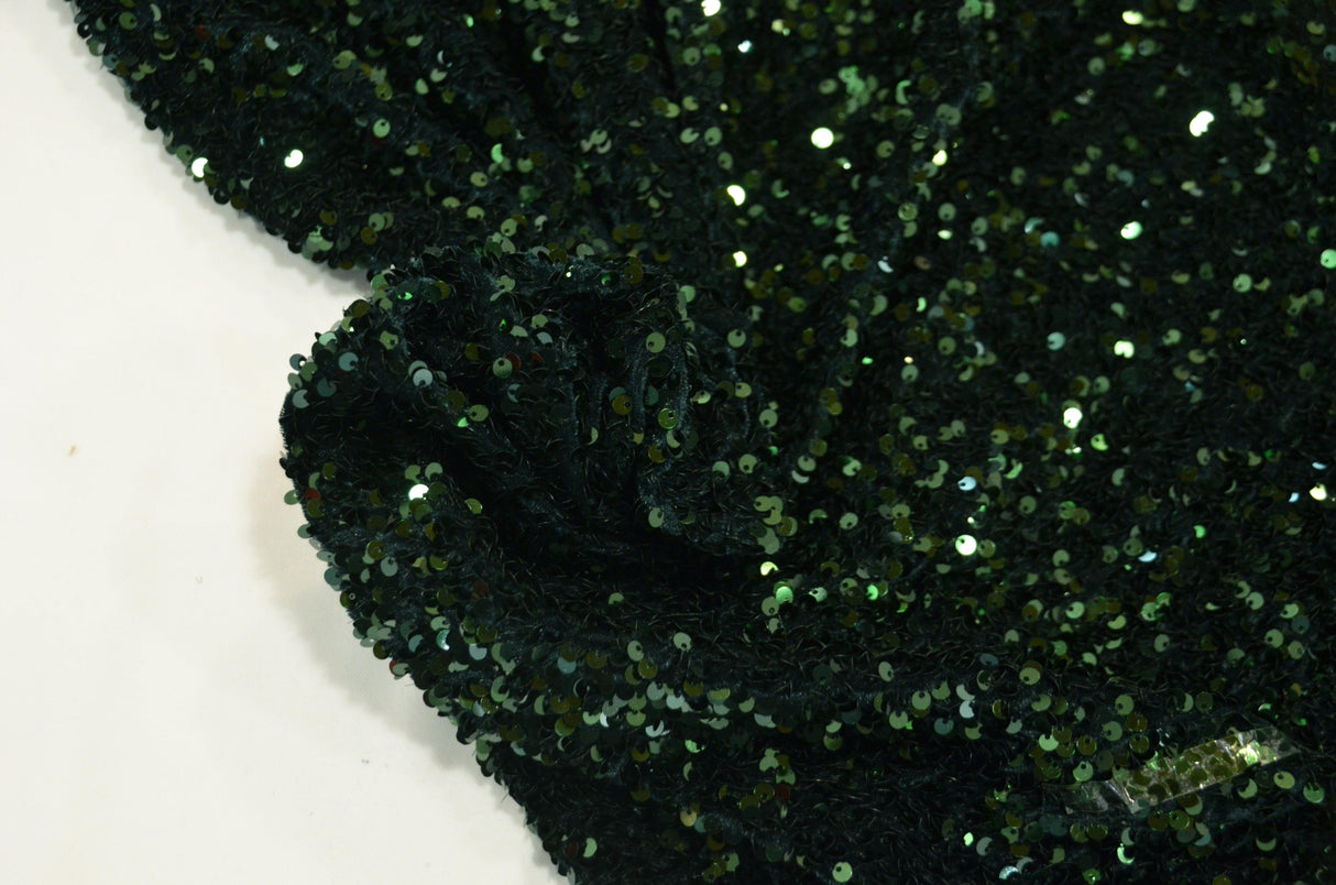Sequins Stretch Velvet Polyester Spandex Fabric - Sequins On Plush Velvet, Multiple Colors, 60" Width (By The Yard)