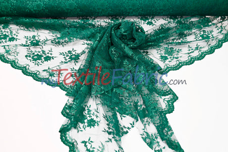 Chantilly Lace Polyester Fabric - Floral Embroidery, Sheer Mesh, 52" Width (1 Yard)