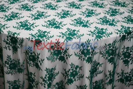 Chantilly Lace Polyester Fabric - Floral Embroidery, Sheer Mesh, 52" Width (1 Yard)
