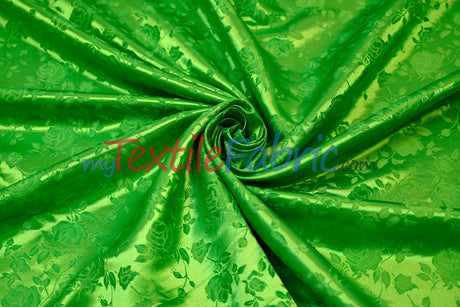 Satin Jacquard Satin Flower Brocade Polyester Fabric - Tone On Tone Floral Brocade, 60" Wide (65 Yards)