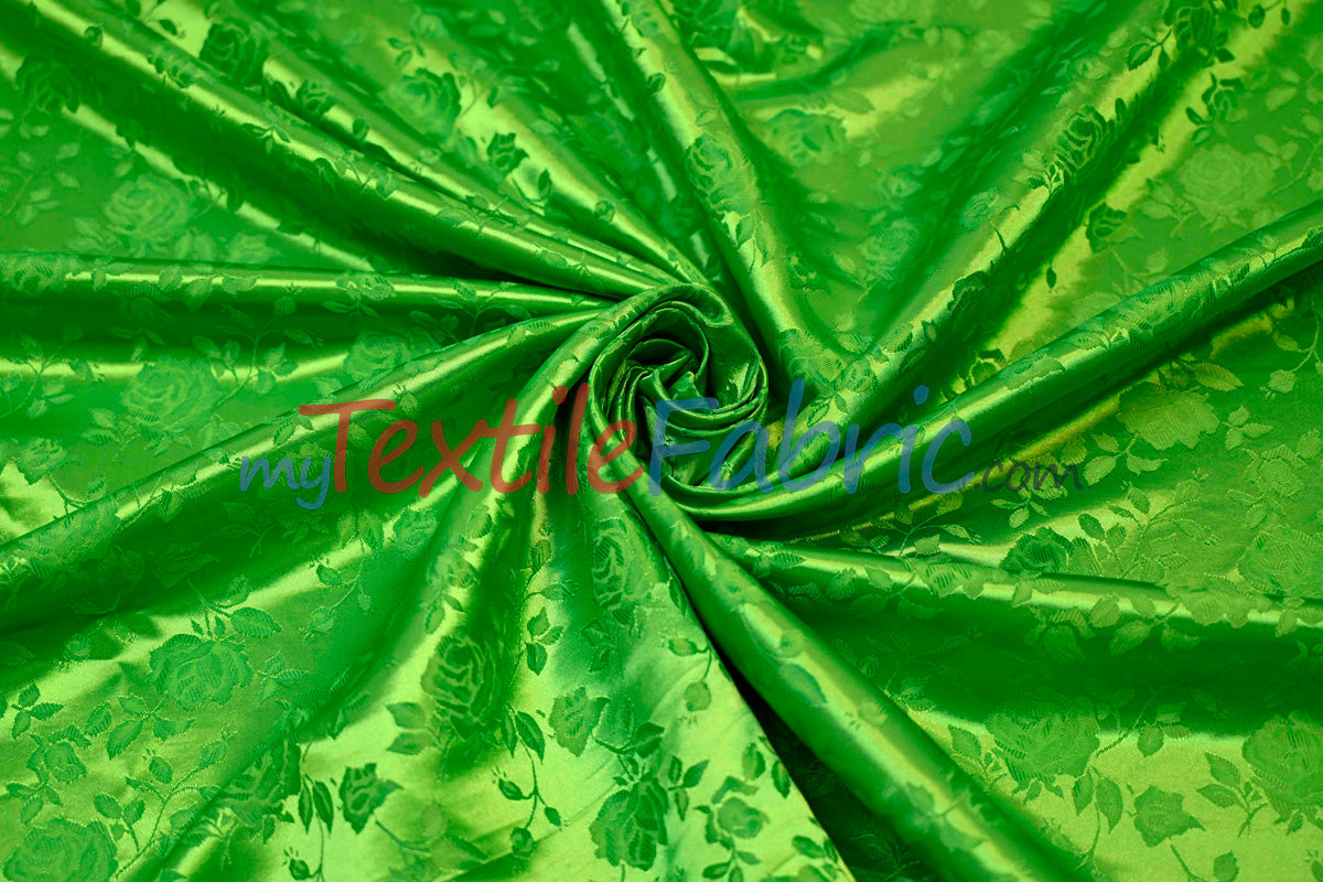Satin Flower Brocade Polyester Fabric - Tone On Tone Embossed Floral, 58/60" Width (1 Yard)
