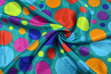 Multi Color Polka Dot Charmeuse Satin Fabric - Ivory Multi Dot, Pink Multi Dot, Red Multi Dot, Teal Multi Dot, Black Multi Dot, 58/60" Width (1 Yard)