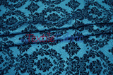 Damask Flocking Taffeta Fabric - Flocking Velvet Damask, 58/60" Width (1 Yard)