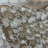 Beaded Corded Floral Bridal Lace Fabric 52" Wide