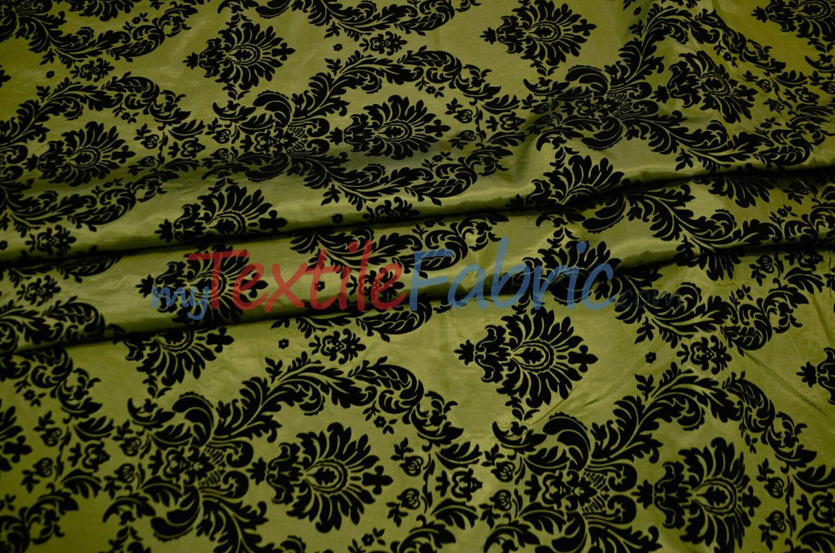 Damask Flocking Taffeta Fabric - Flocking Velvet Damask, 58/60" Width (1 Yard)