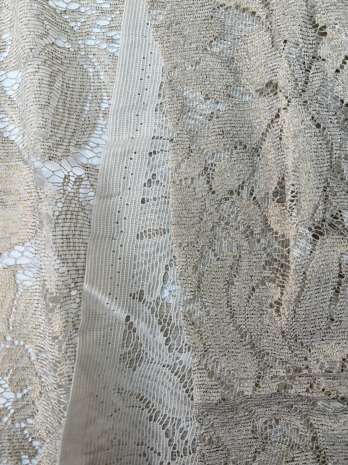 Cotton Viscose Lace Floral Golden Beige