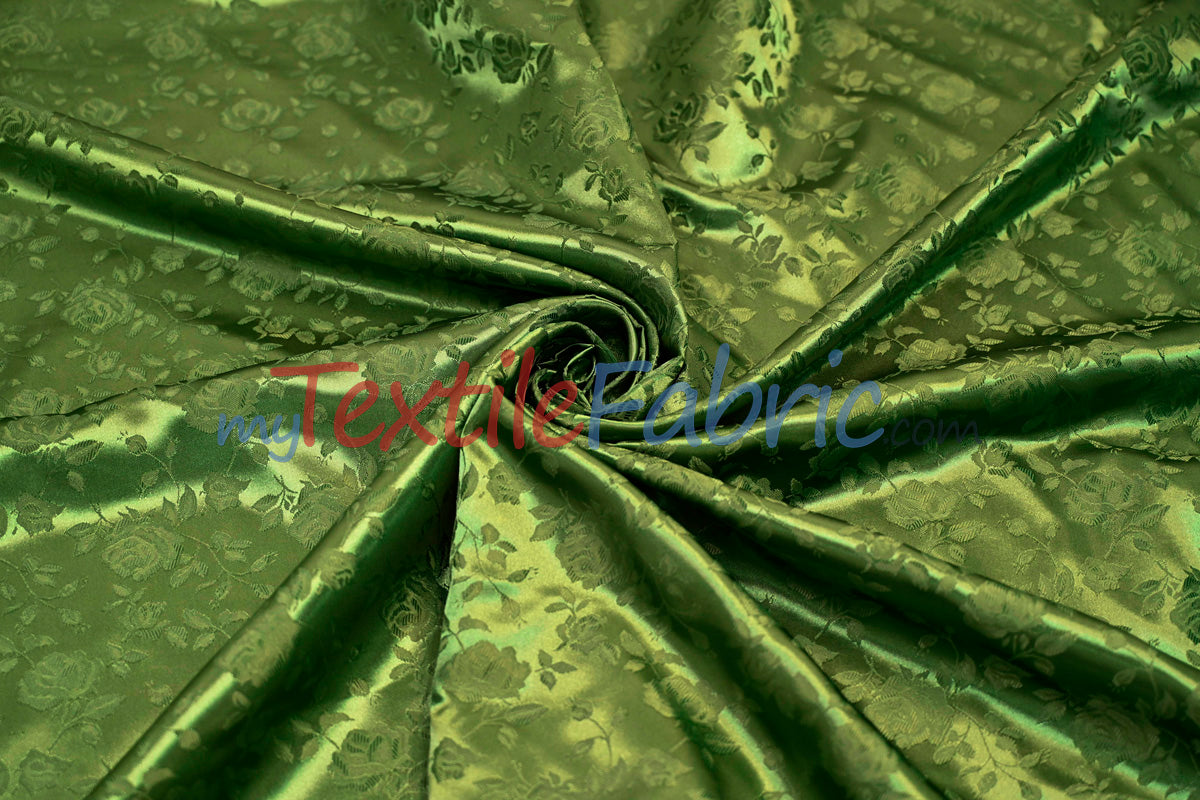 Satin Jacquard Satin Polyester Fabric - Satin Flower Brocade, 58/60" Width, Sample Swatch 3"x3" (1 Sample Swatch)