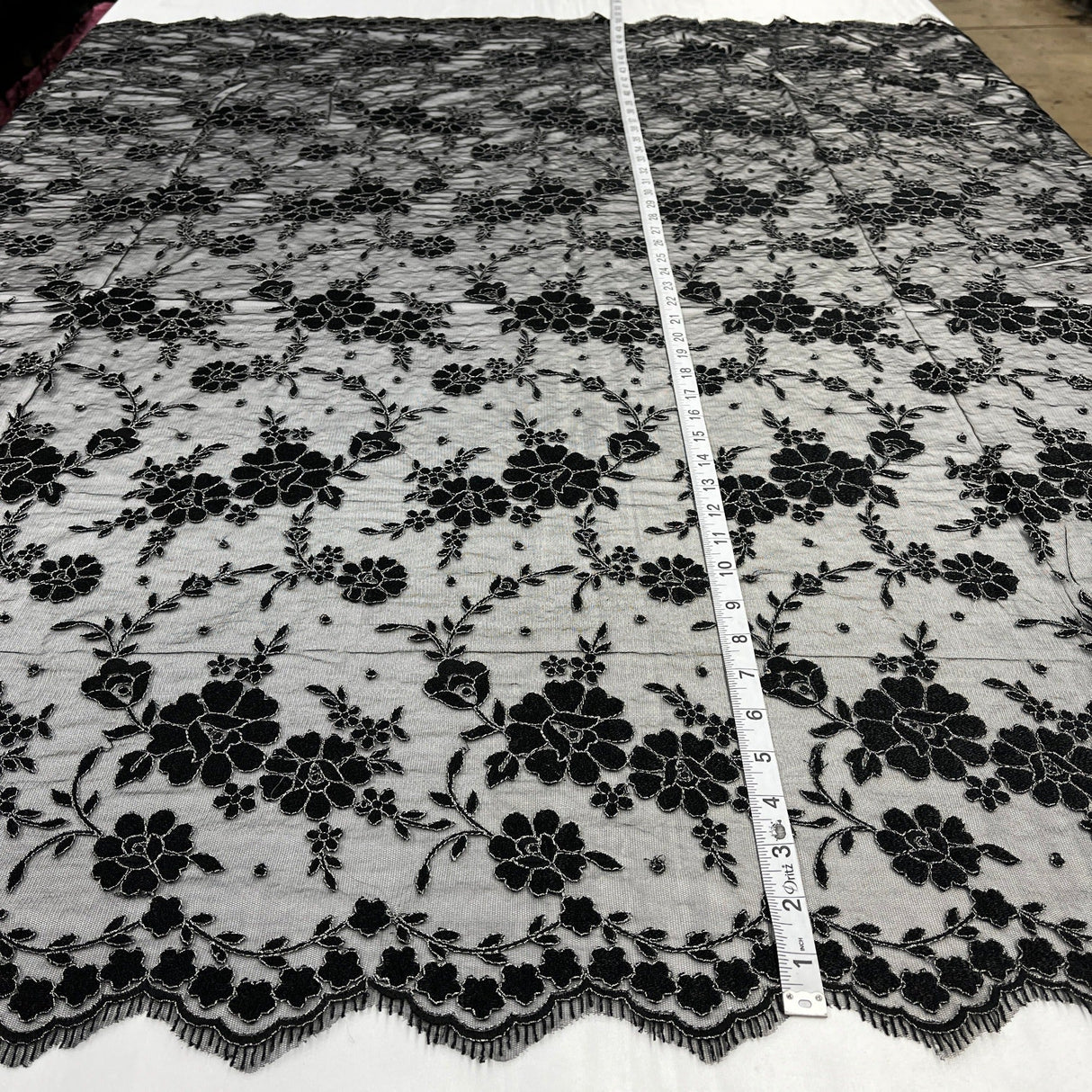 Embroidered Lace Mesh Turquoise Silver