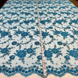 Embroidered Lace Mesh Turquoise Silver