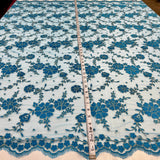 Embroidered Lace Fabric 100% Polyester Net Mesh 52"