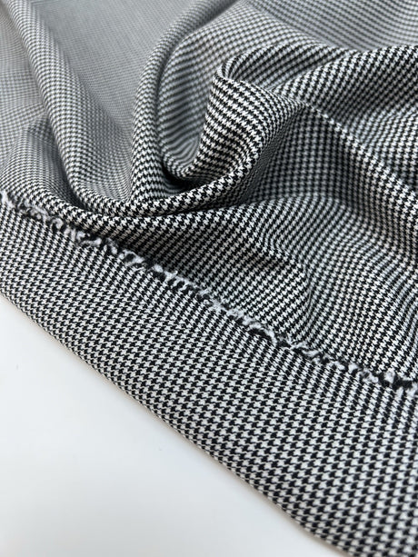 Wool Houndstooth Suit Fabric Gray