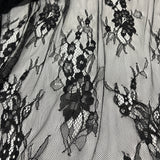 Embroidered Chantilly Lace Fabric with Eyelash Scallop
