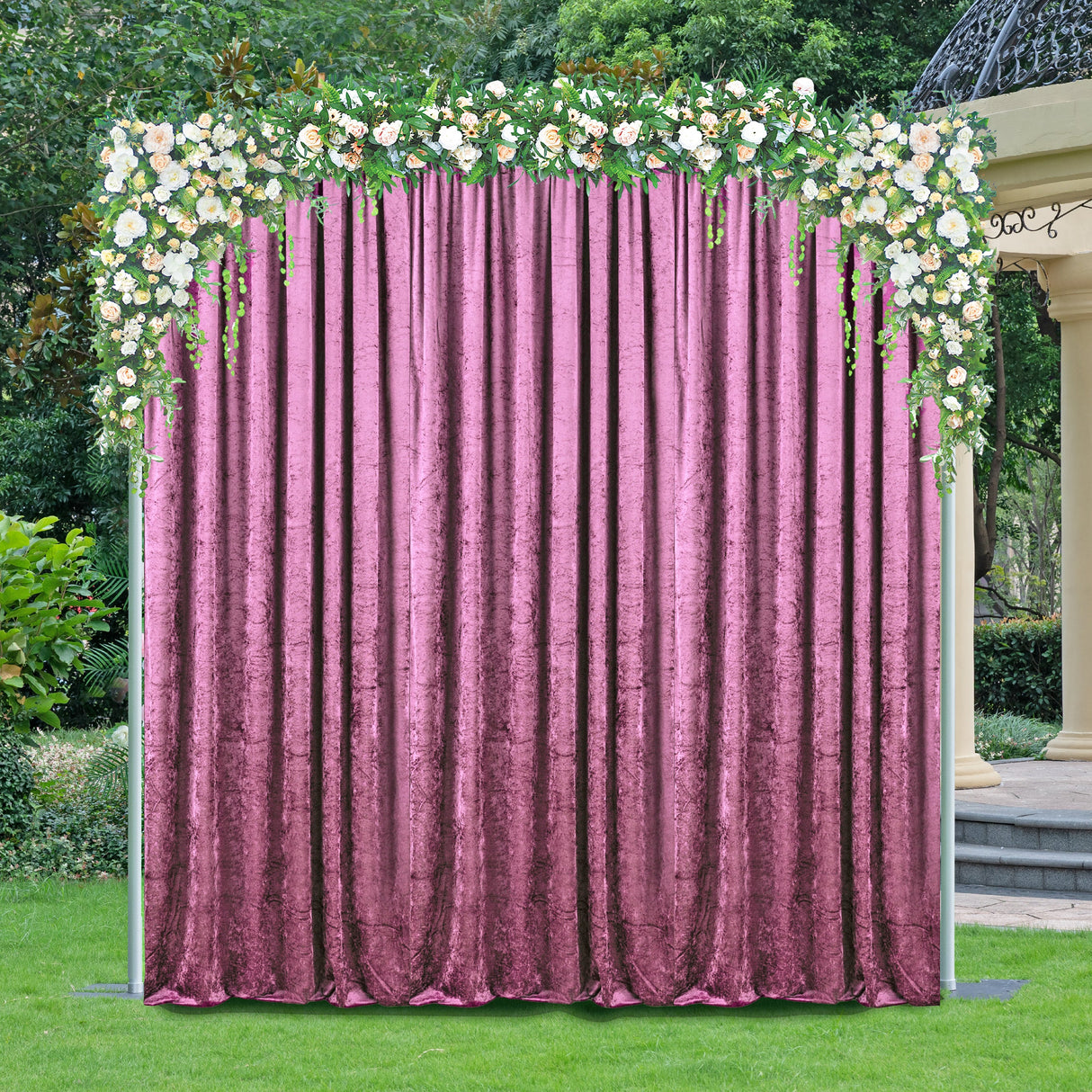 Frosted Ice Crushed Velvet Backdrop Drapes