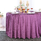 Round Crushed Velvet Tablecloth 132 Inch Mauve